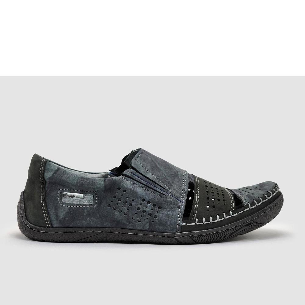NEW KCR GROUP men's vacation leather sandals in navy